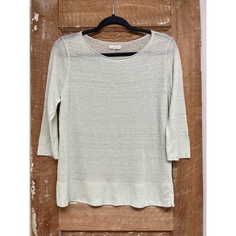 Eileen Fisher Pullover Sweater Top M Linen Blend Coastal Preppy Soft Pastel
